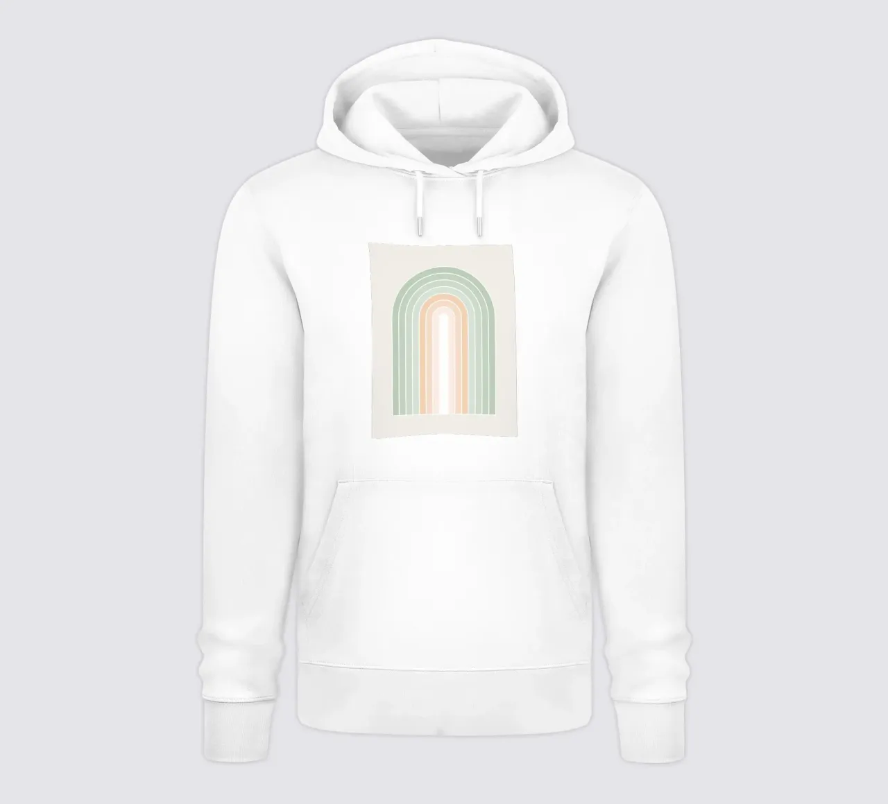 Serene Retro Rainbow - Verde salvia pastel y pelusa de melocotón sudadera con capucha de Dominique Vari Abstract