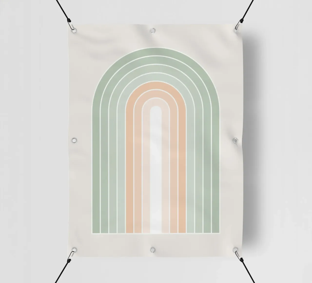 Sereno arcobaleno retrò - Verde salvia pastello e pesca fuzz telo in pvc da Dominique Vari Abstract