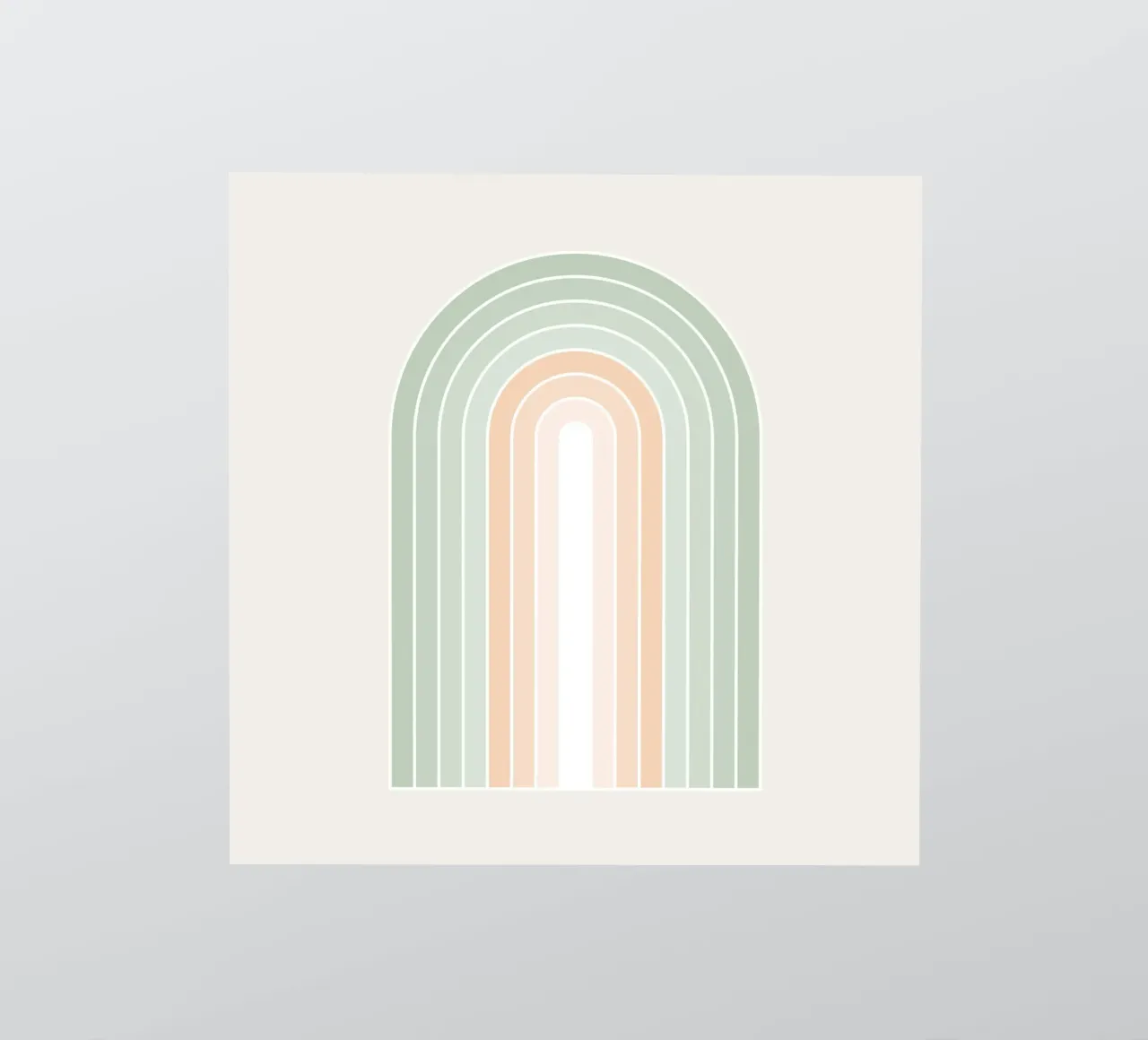 Serene Retro Rainbow - Pastel Sage Green and Peach Fuzz sticker by Dominique Vari Abstract