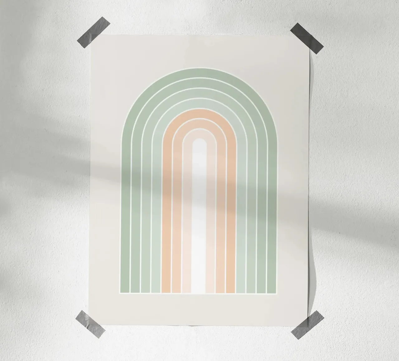 Sereno arcobaleno retrò - Verde salvia pastello e pesca fuzz carta hahnemühle da Dominique Vari Abstract