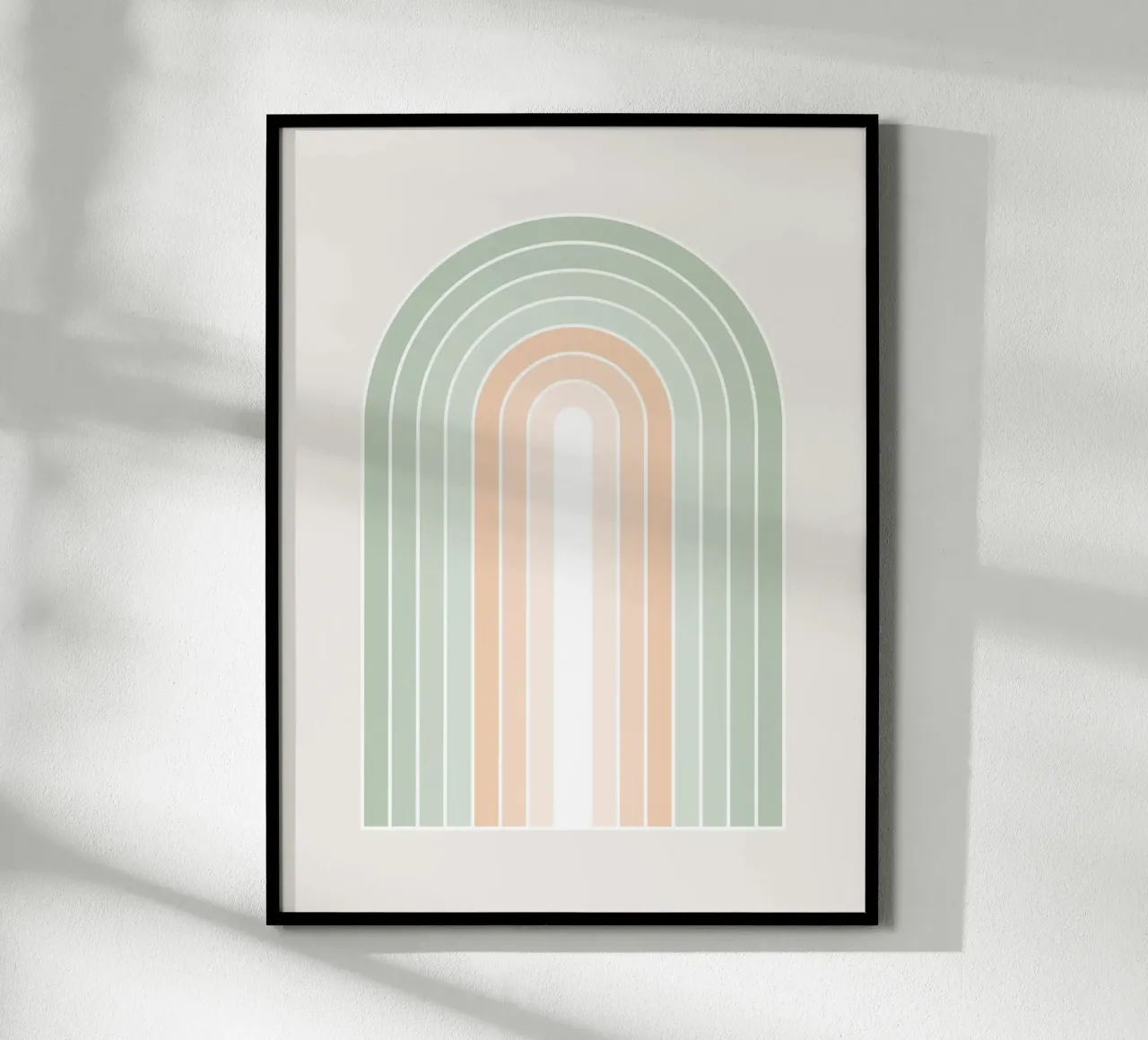 Sereno arcobaleno retrò - Verde salvia pastello e pesca fuzz carta hahnemühle da Dominique Vari Abstract