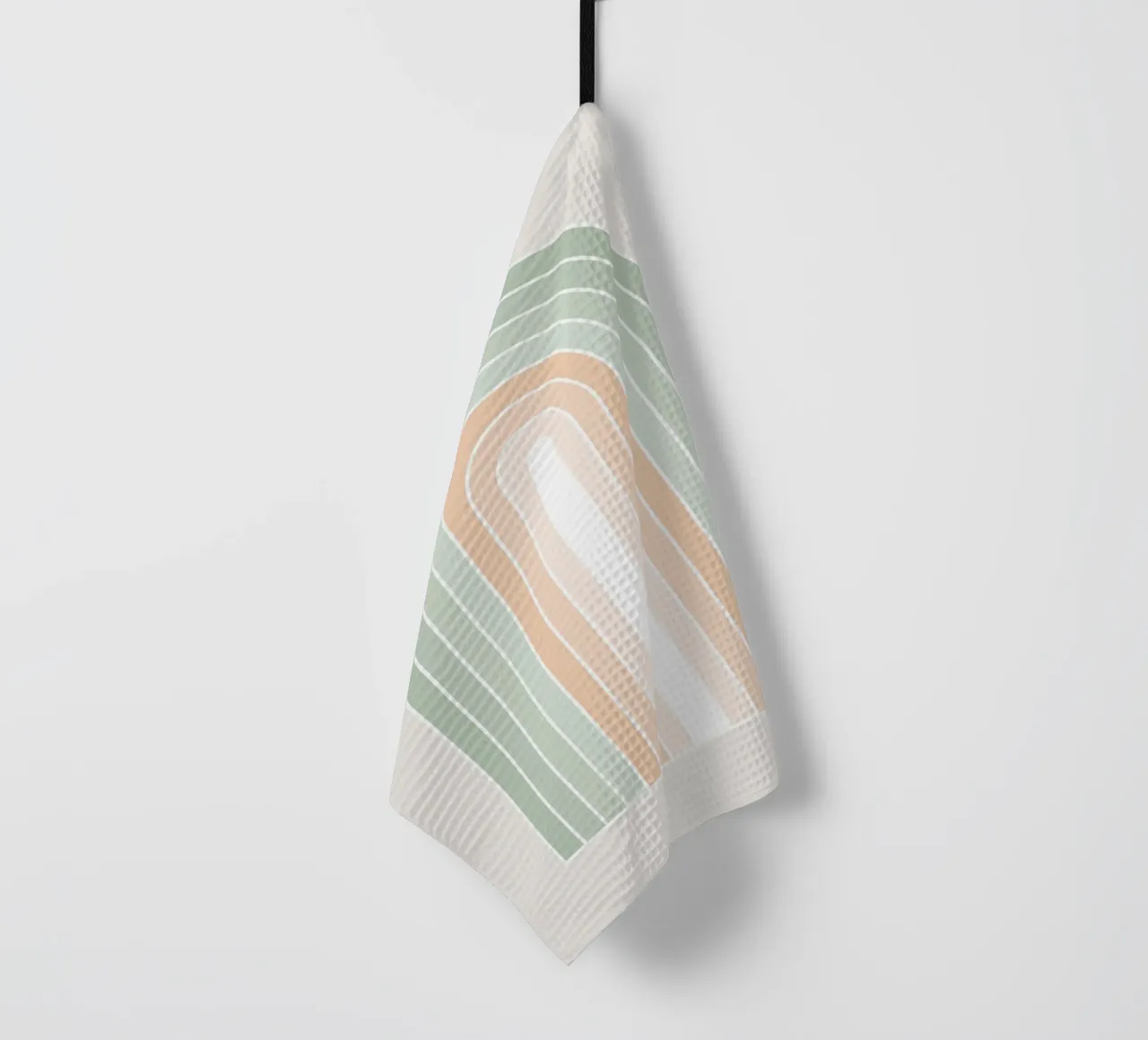 Serene Retro Rainbow - Pastel Sage Green and Peach Fuzz torchon de Dominique Vari Abstract