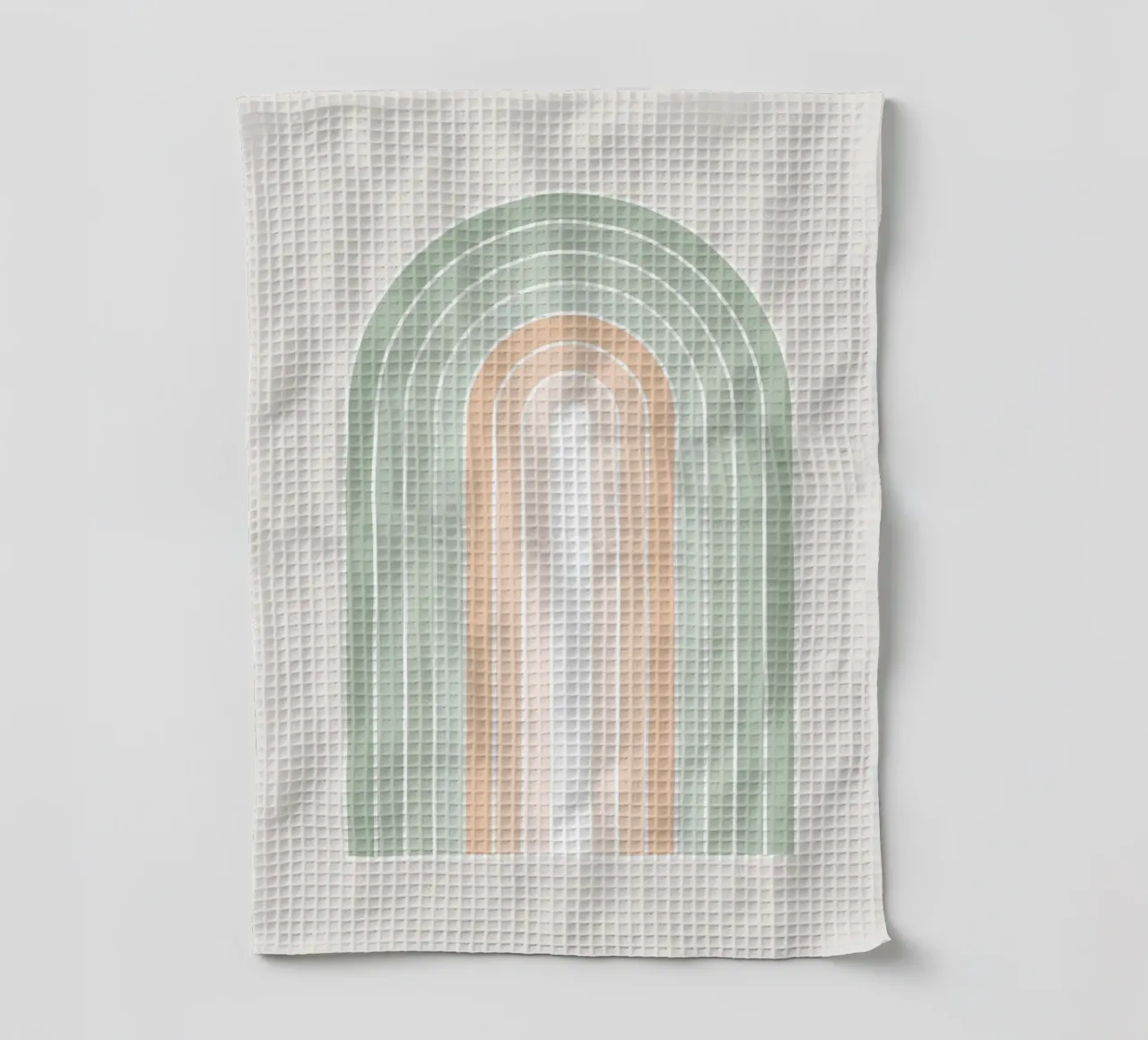 Serene Retro Rainbow - Pastel Sage Green and Peach Fuzz torchon de Dominique Vari Abstract