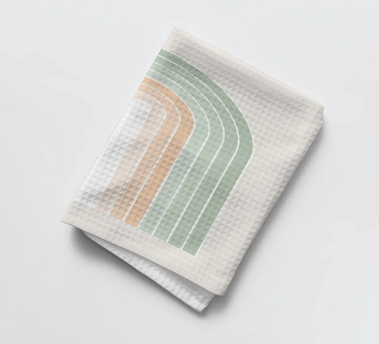 Serene Retro Rainbow - Pastel Sage Green and Peach Fuzz torchon de Dominique Vari Abstract