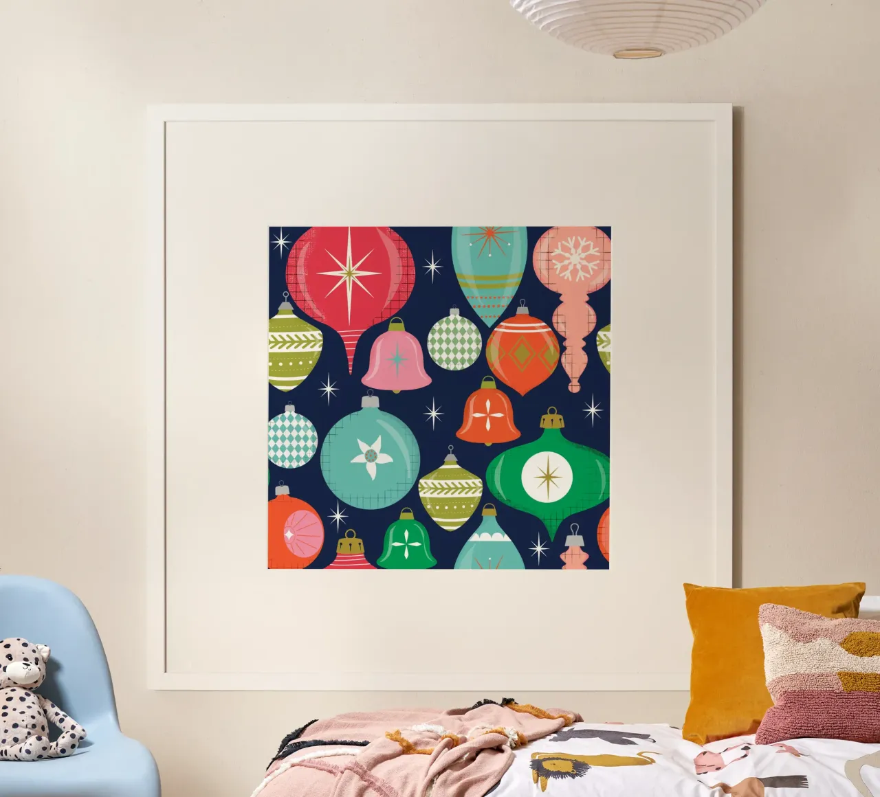 Adornos navideños retro Azul poster de susanacosta