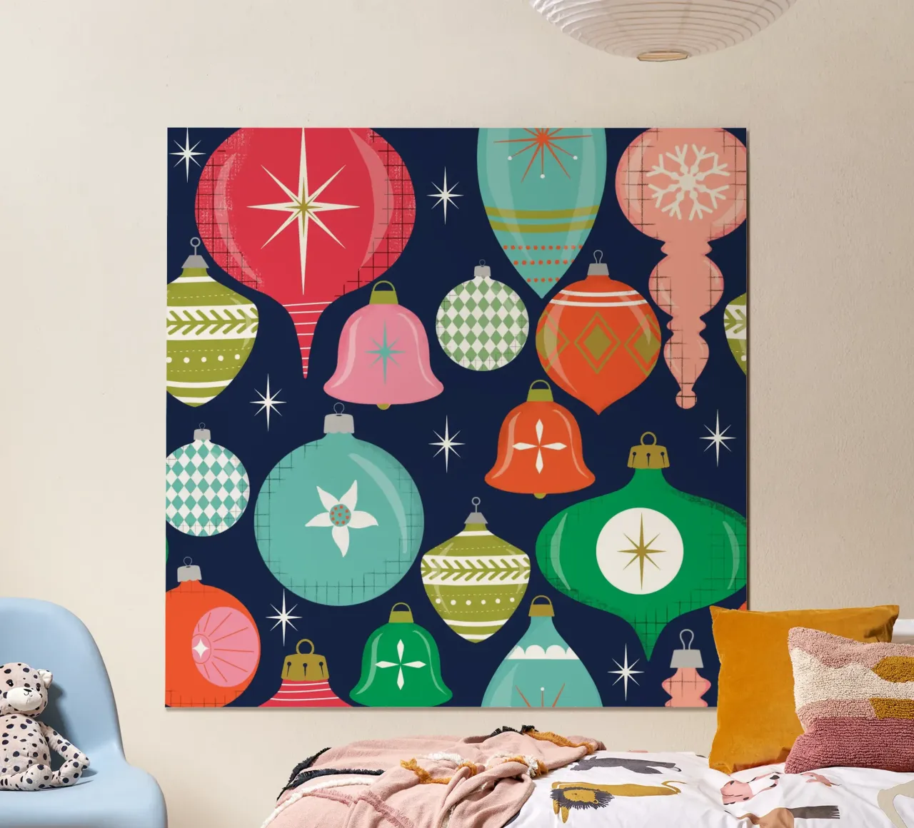 Adornos navideños retro Azul poster de susanacosta
