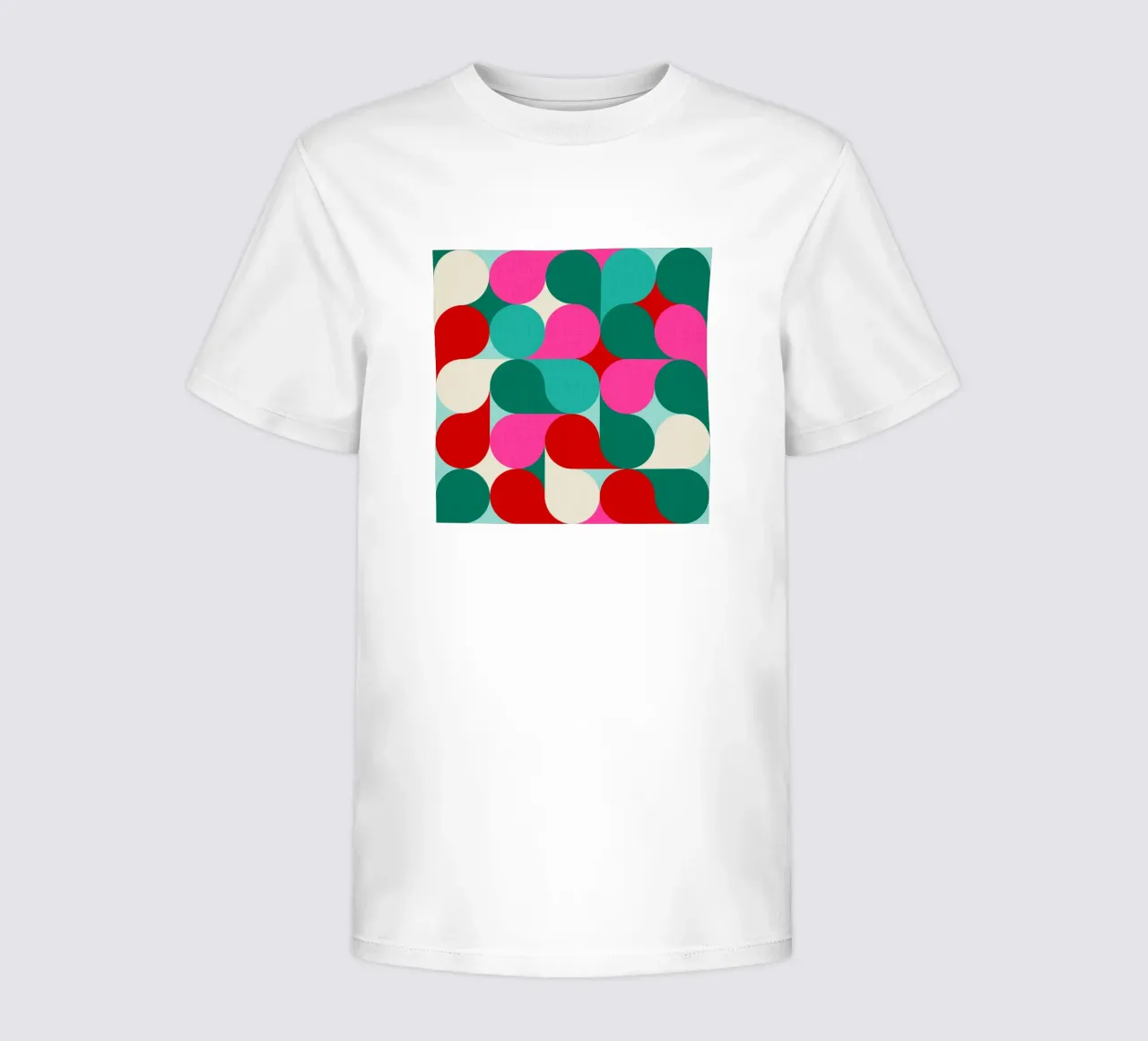 Retro Geometric Christmas Drop Pattern • Pink Teal Red Green kids t-shirt by Dominique Vari Abstract