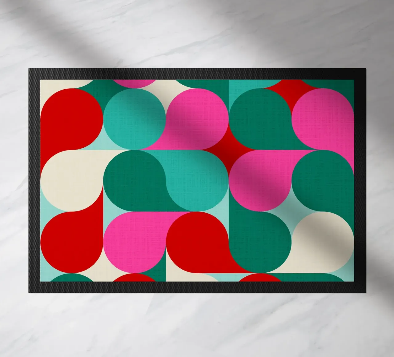 Retro Geometric Christmas Drop Pattern • Pink Teal Red Green doormat by Dominique Vari Abstract