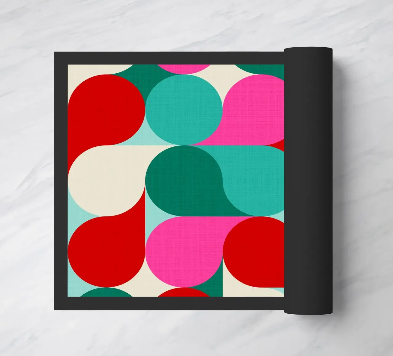 Retro Geometric Christmas Drop Pattern • Pink Teal Red Green doormat by Dominique Vari Abstract