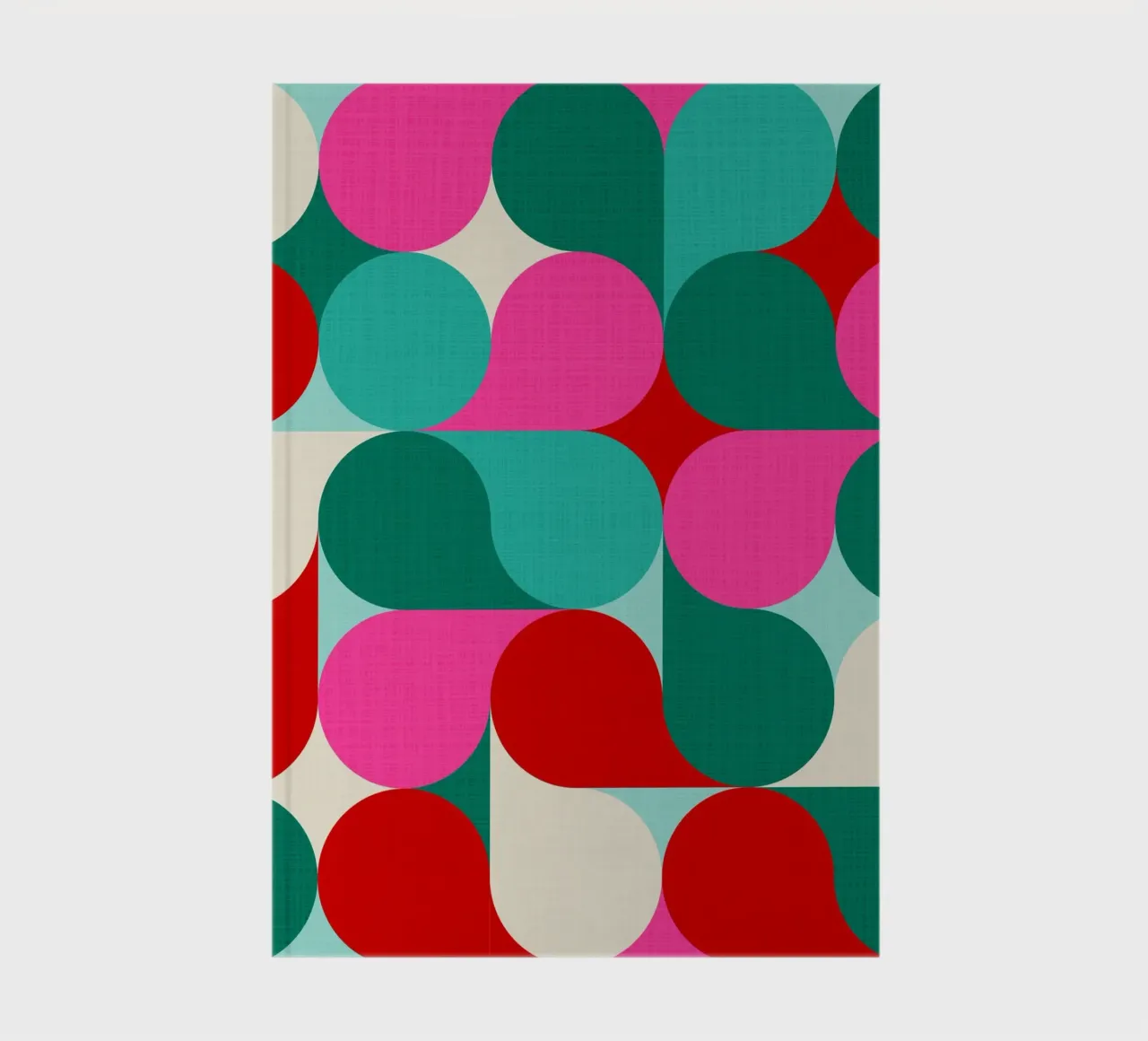 Retro Geometric Christmas Drop Pattern • Pink Teal Red Green notebook by Dominique Vari Abstract