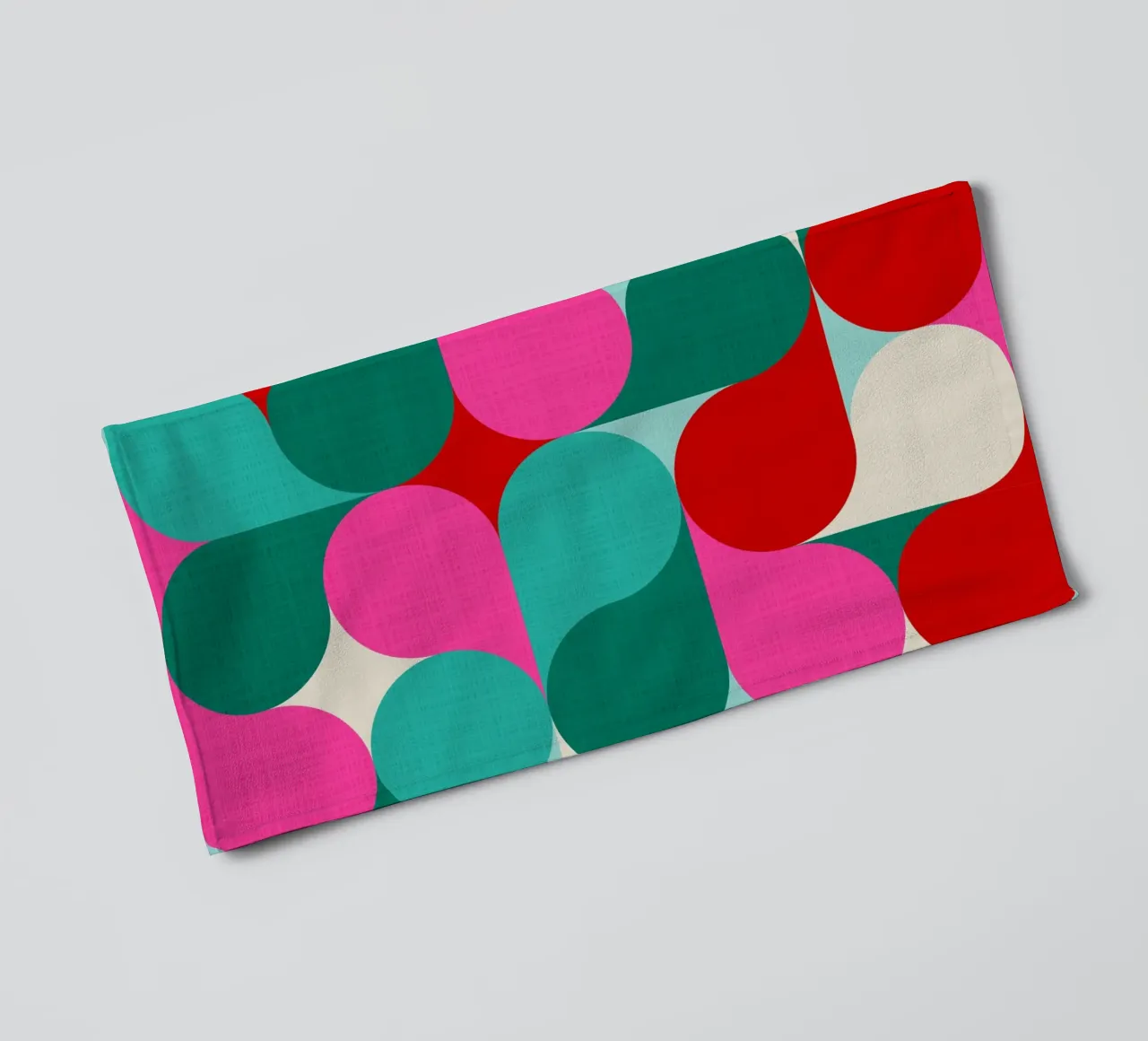 Retro Geometric Christmas Drop Pattern • Pink Teal Red Green towel by Dominique Vari Abstract