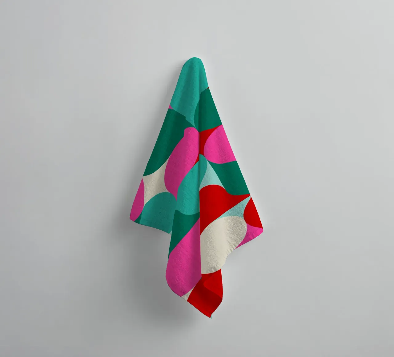 Retro Geometric Christmas Drop Pattern • Pink Teal Red Green towel by Dominique Vari Abstract