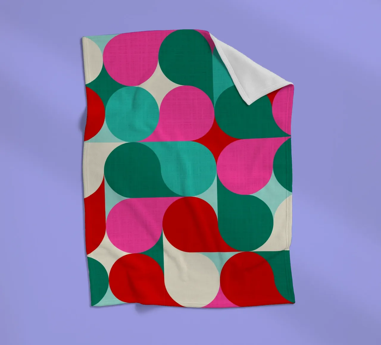 Retro Geometric Christmas Drop Pattern • Pink Teal Red Green fleece blanket by Dominique Vari Abstract