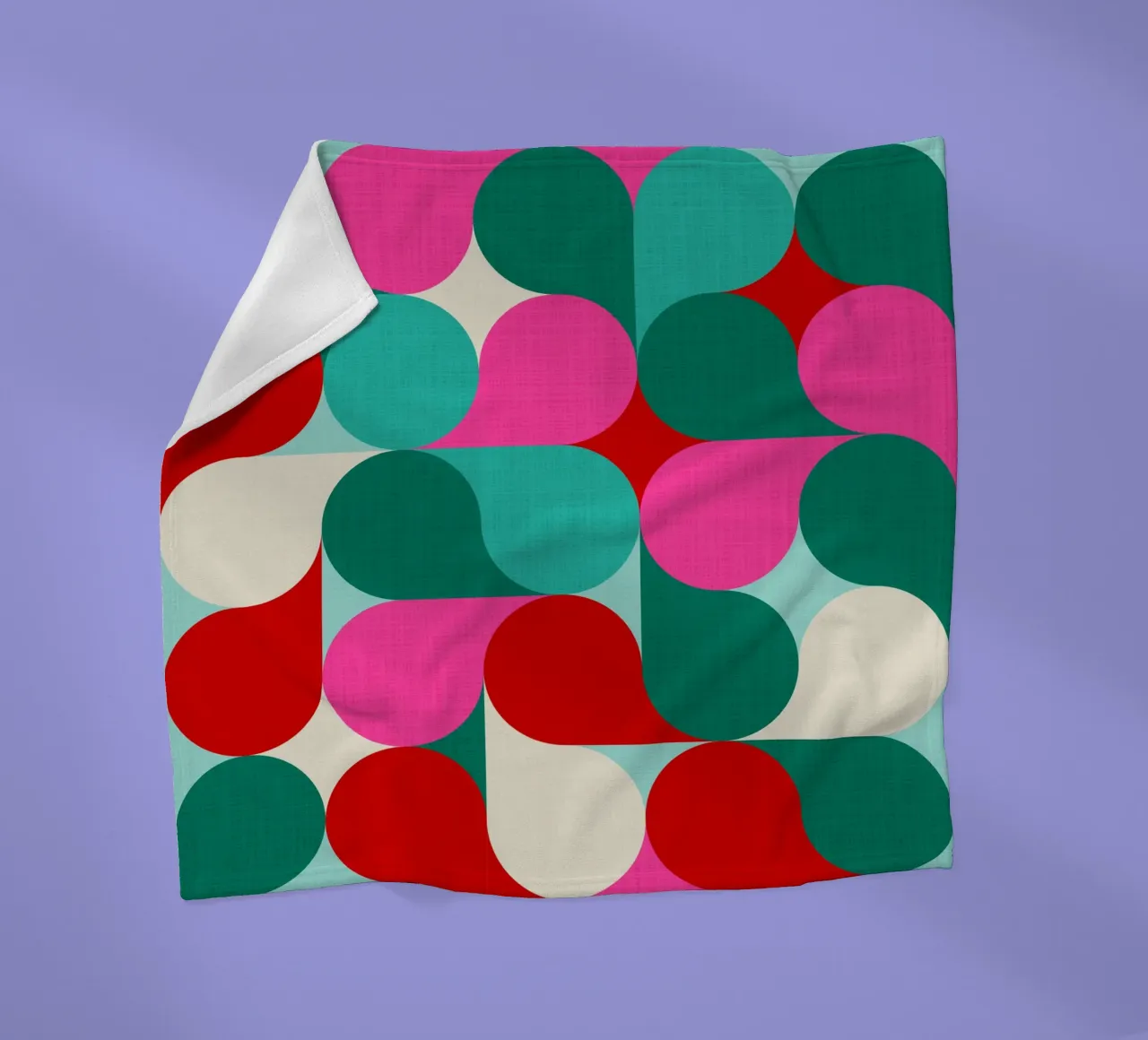 Retro Geometric Christmas Drop Pattern • Pink Teal Red Green fleece blanket by Dominique Vari Abstract