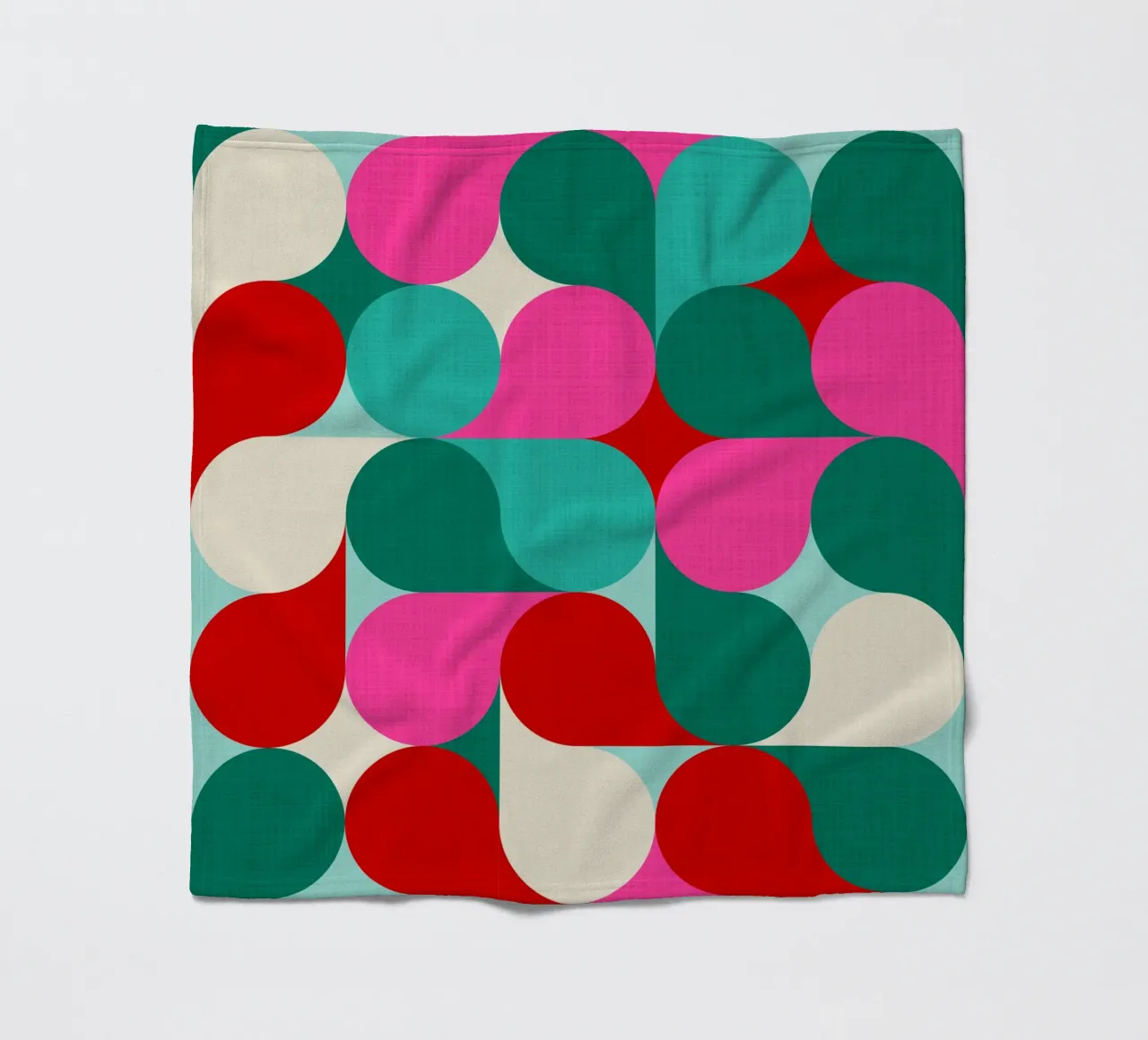 Retro Geometric Christmas Drop Pattern • Pink Teal Red Green fleece blanket by Dominique Vari Abstract