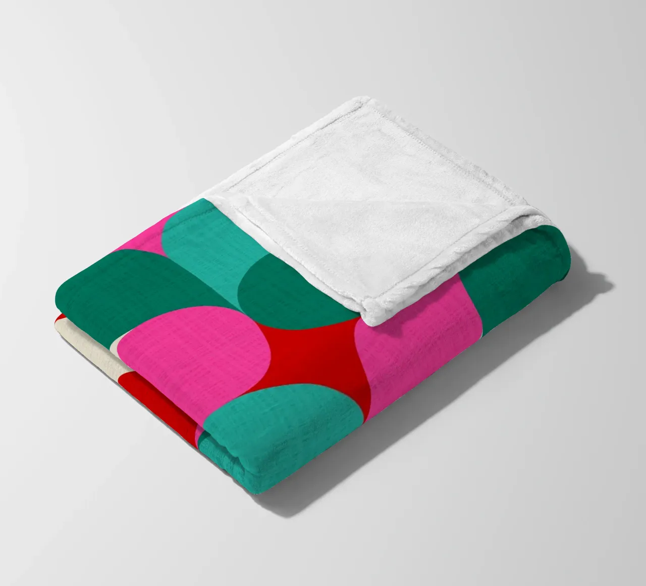 Retro Geometric Christmas Drop Pattern • Pink Teal Red Green fleece blanket by Dominique Vari Abstract