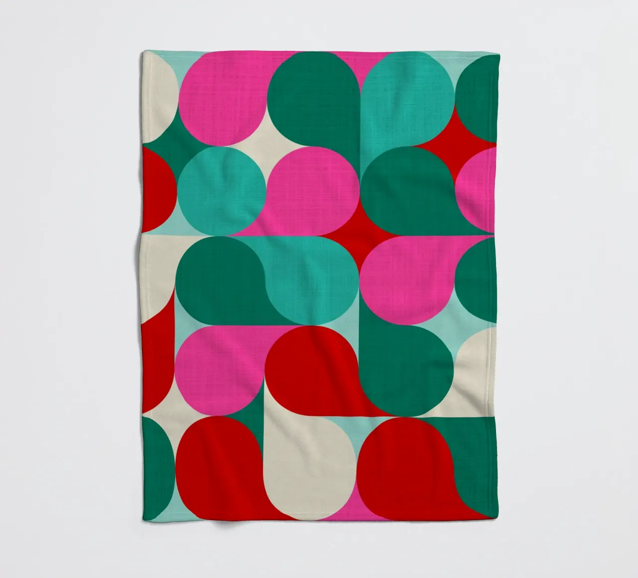 Retro Geometric Christmas Drop Pattern • Pink Teal Red Green fleece blanket by Dominique Vari Abstract