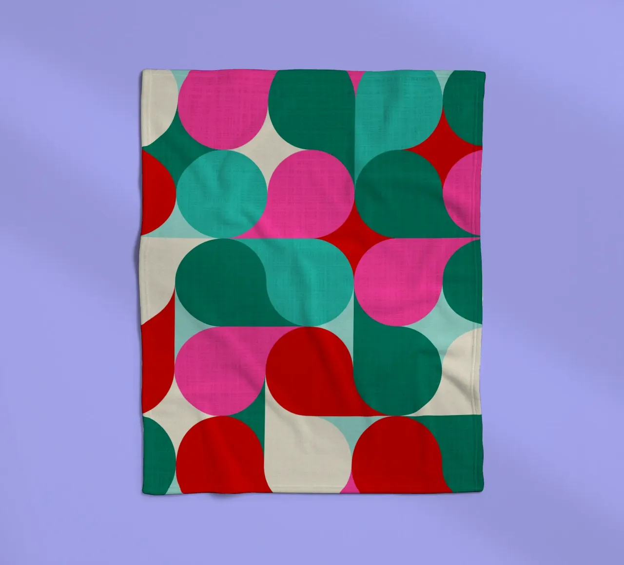 Retro Geometric Christmas Drop Pattern • Pink Teal Red Green fleece blanket by Dominique Vari Abstract