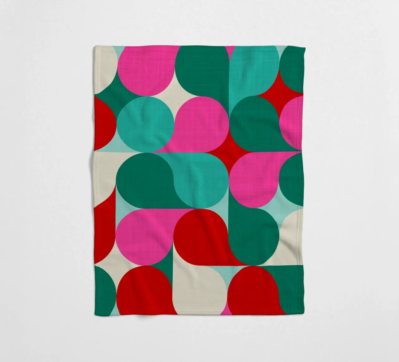 Retro Geometric Christmas Drop Pattern • Pink Teal Red Green fleece blanket by Dominique Vari Abstract