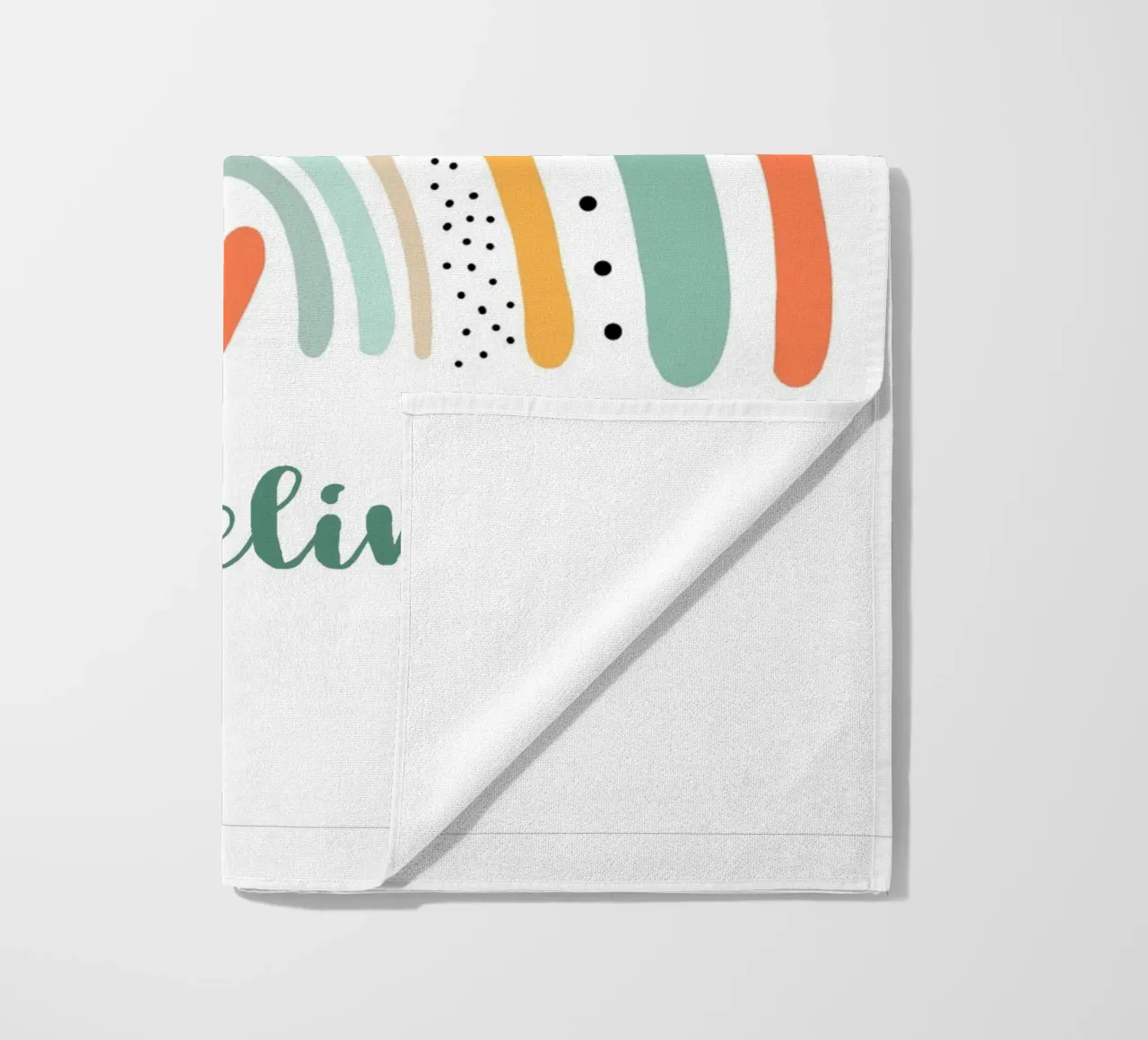 Namensbild mit Regenbogen beach towel by BAINAI KIDS