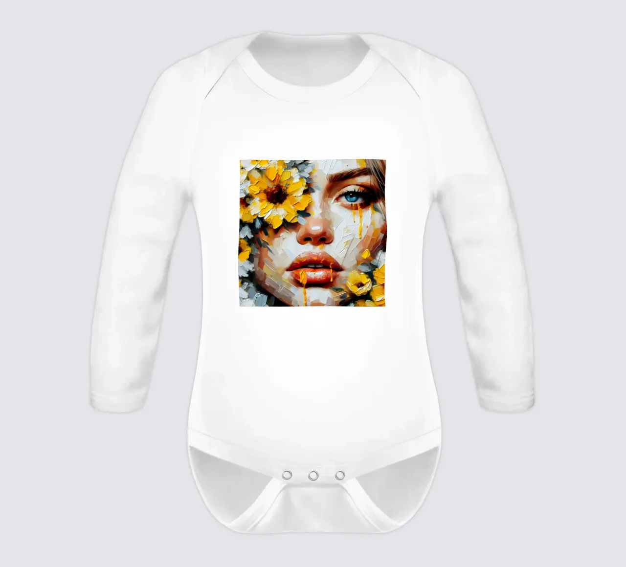 YELLOW FLOWERS PAINTING long-sleeve baby romper by ARTOMATIC