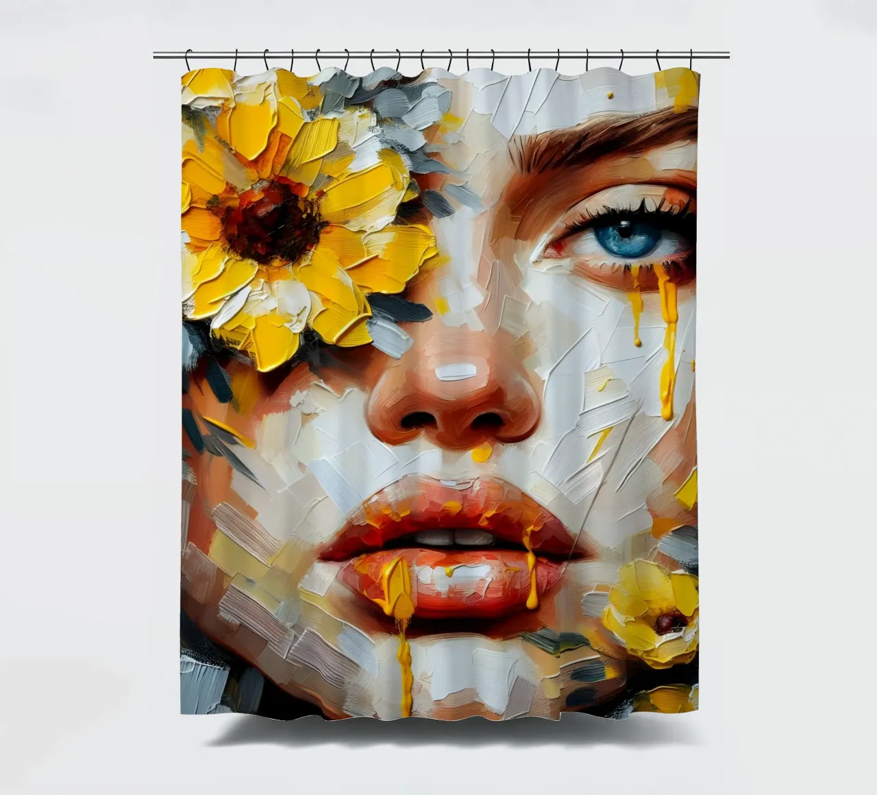 GELBE BLUMEN MALEREI Duschvorhang von ARTOMATIC