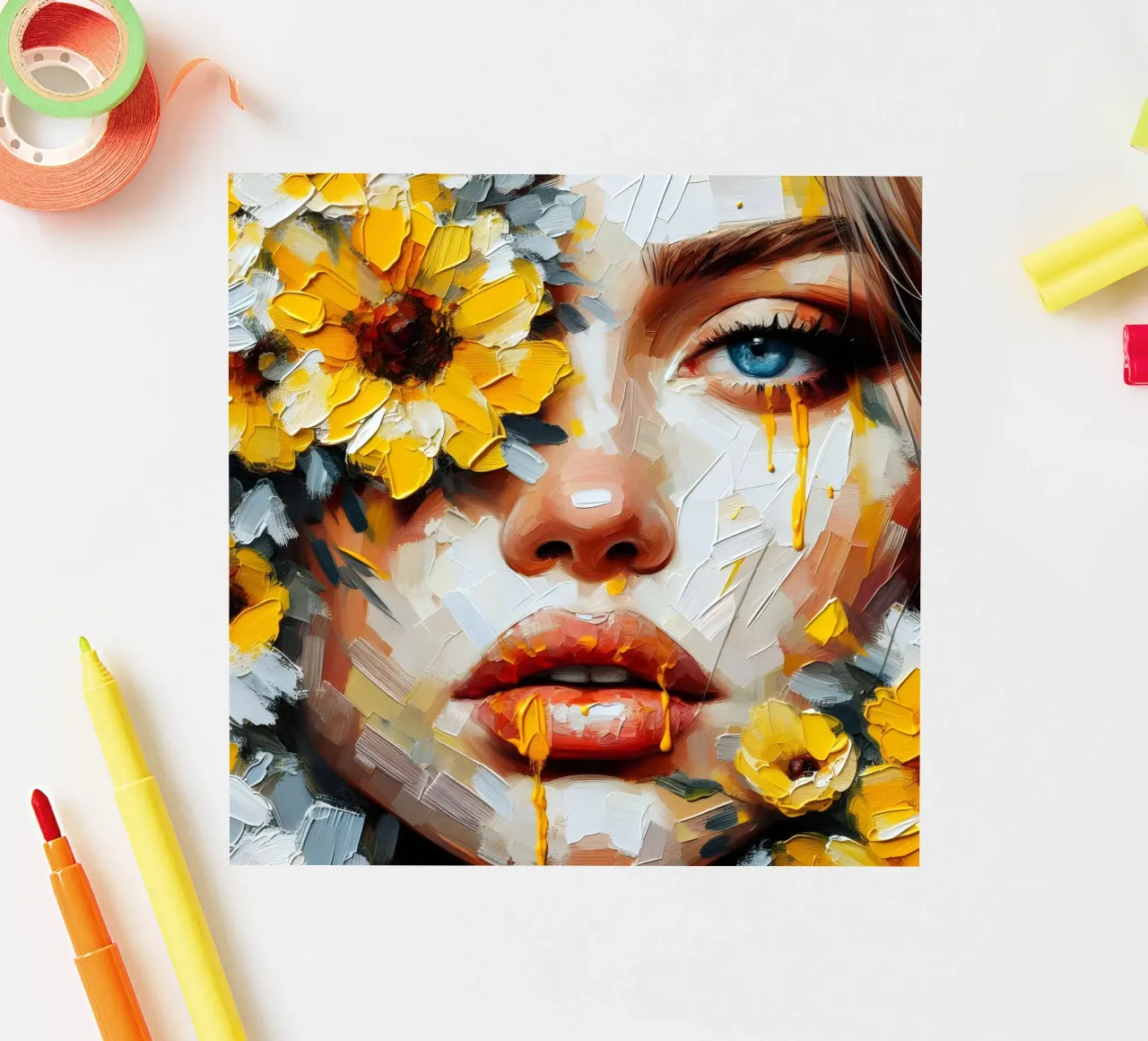 YELLOW FLOWERS PAINTING sticker by ARTOMATIC