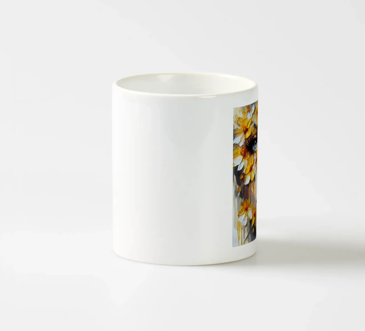 YELLOW WHITE AND ORANGE FLOWERS PAINTING ceramic mug by ARTOMATIC