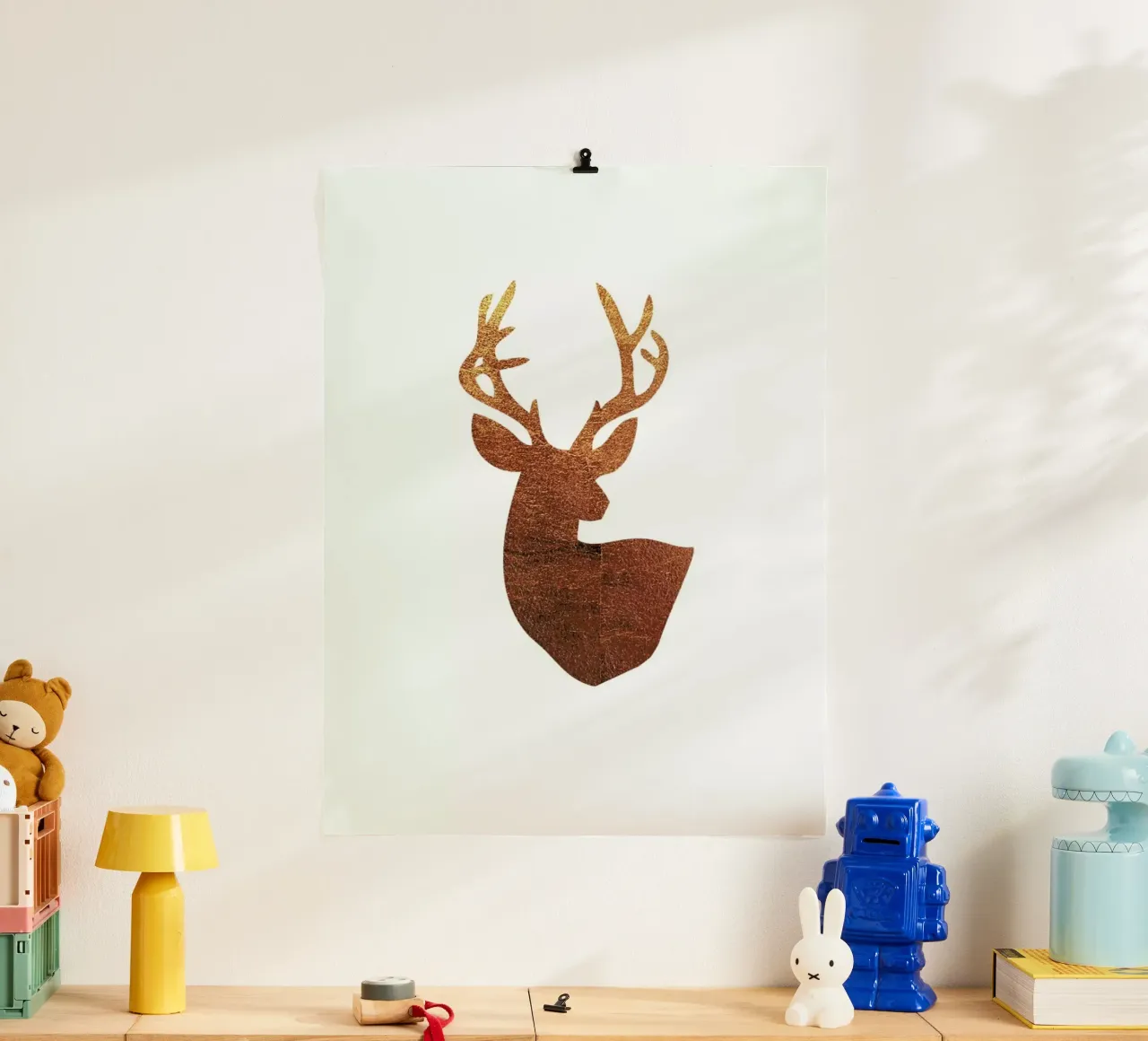 Hirsch Kupfer poster con telaio in plastica da XOXO Arte