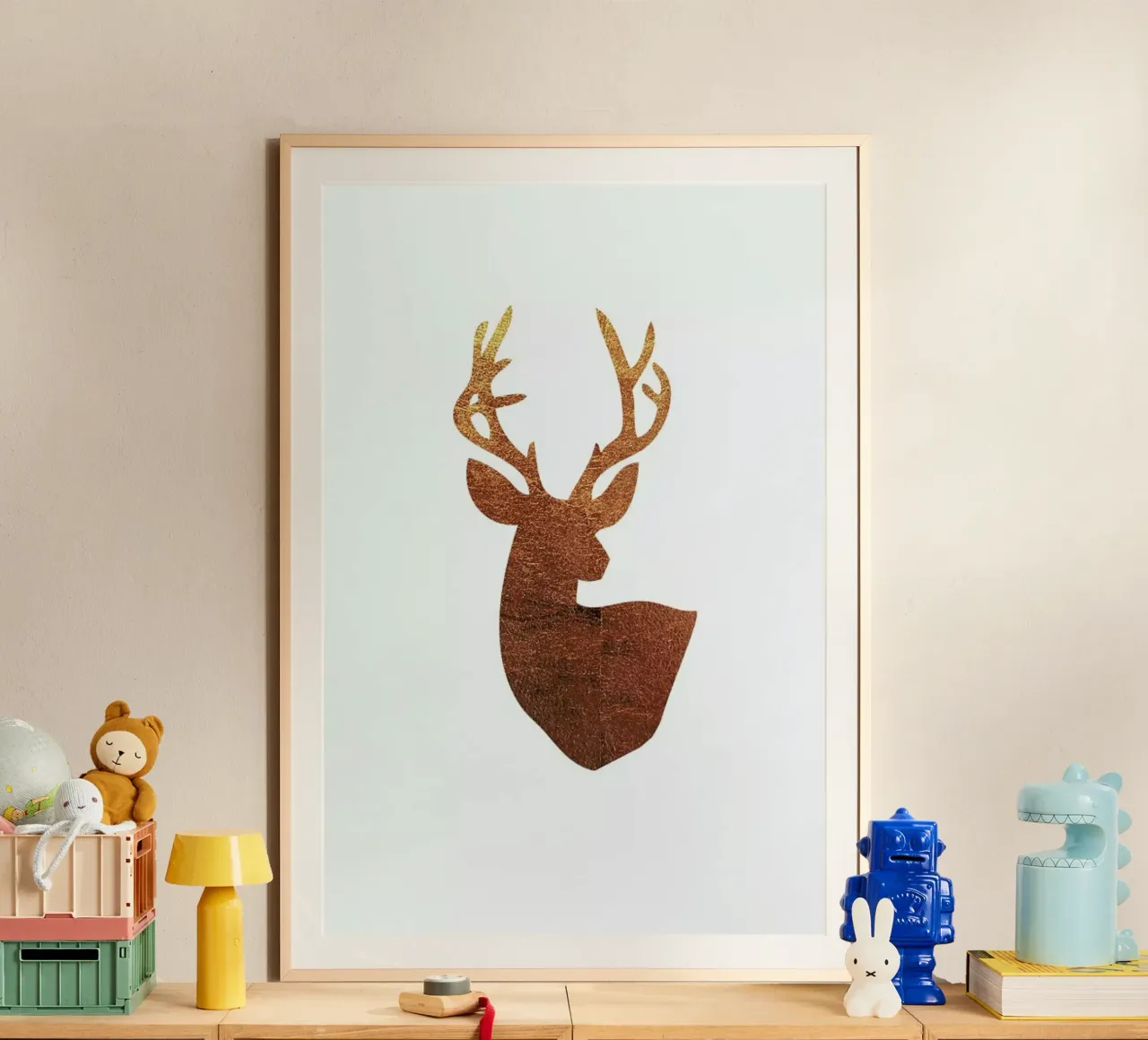 Hirsch Kupfer poster con telaio in plastica da XOXO Arte