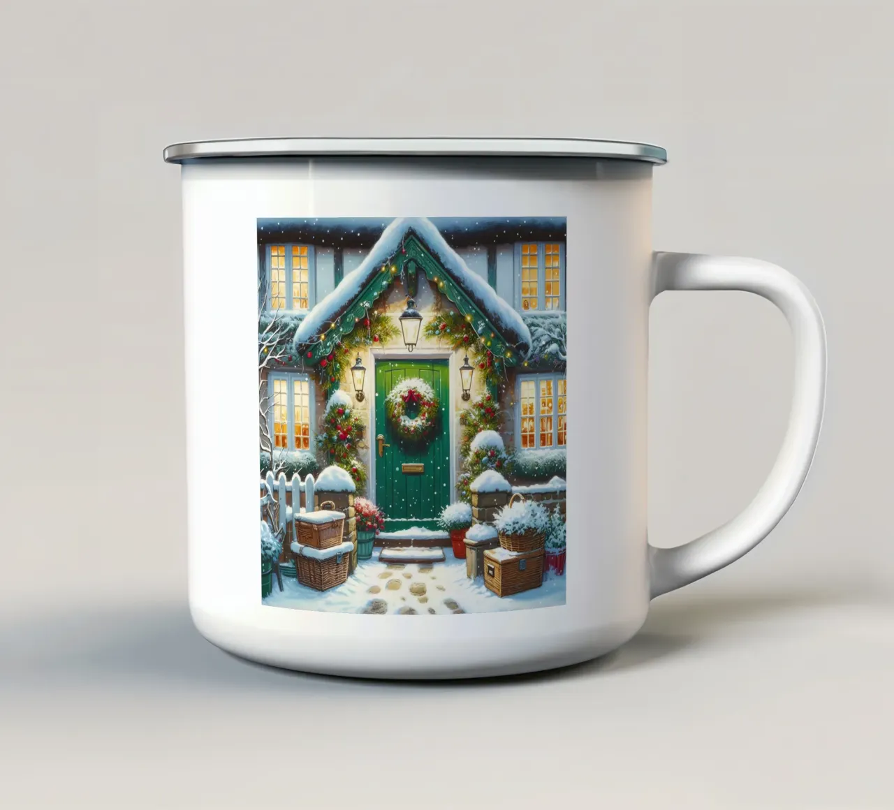 A CASA PER NATALE tazza in smalto da ARTOMATIC