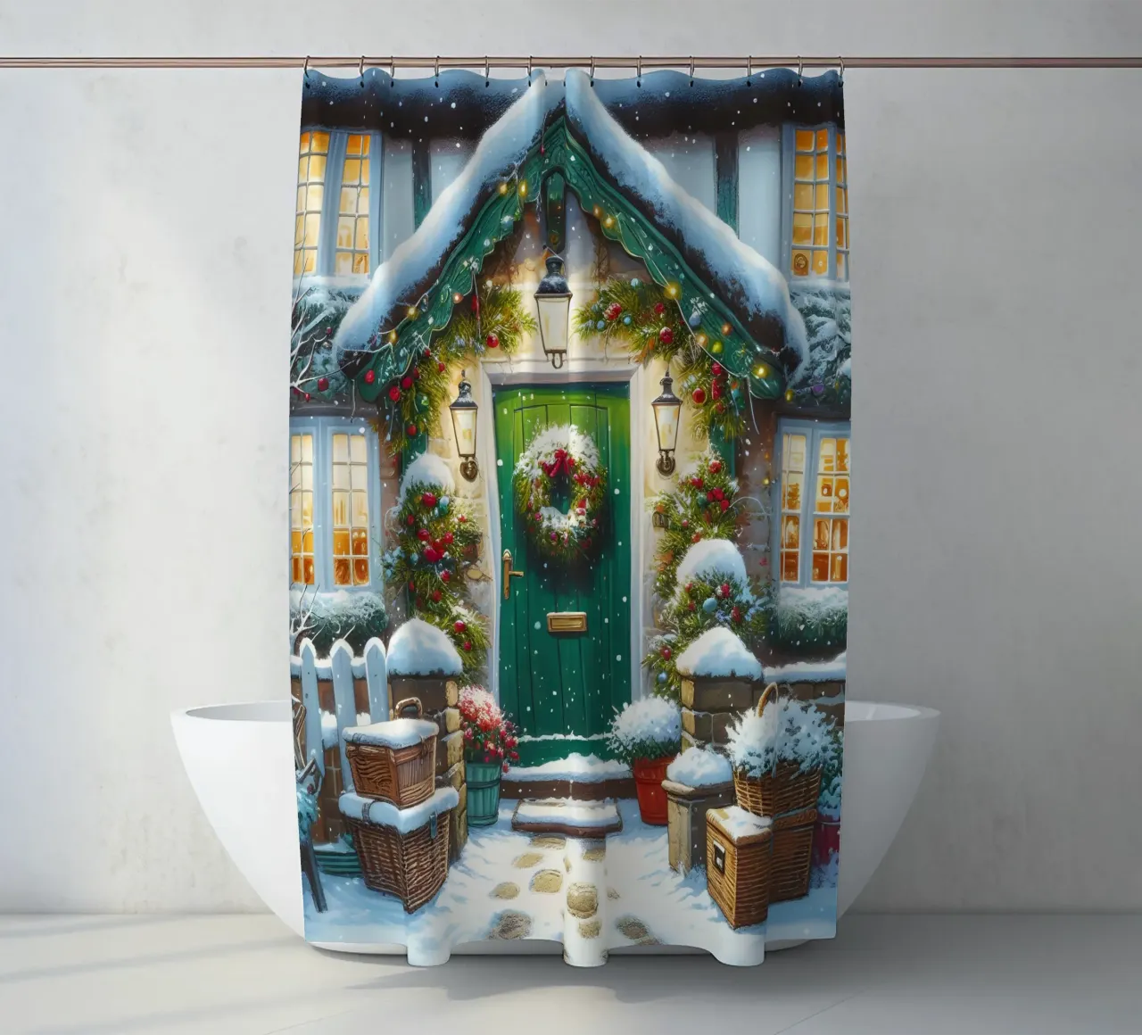 A CASA PER NATALE tenda da doccia da ARTOMATIC