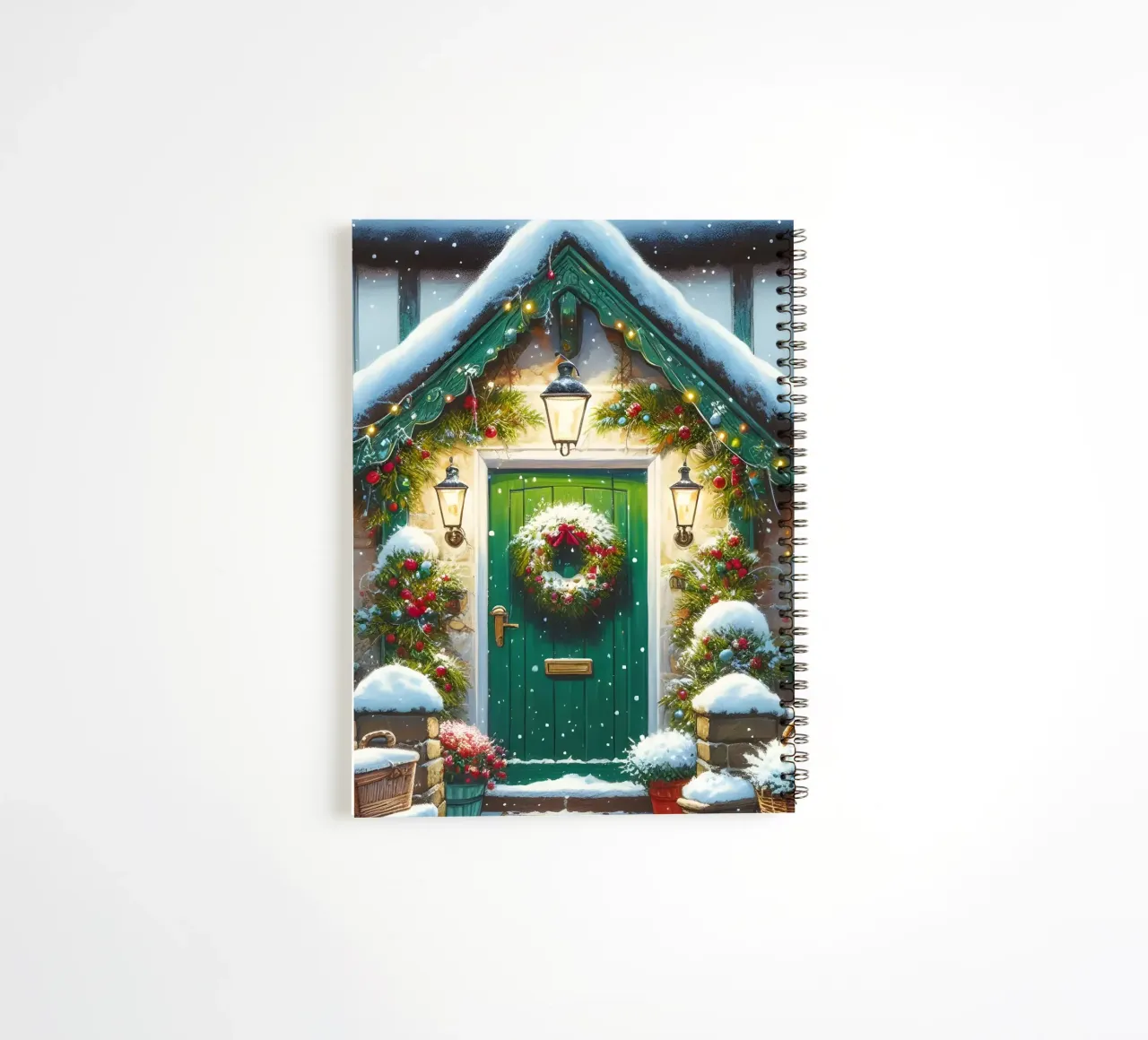HOME FOR CHRISTMAS spiral notebook by ARTOMATIC