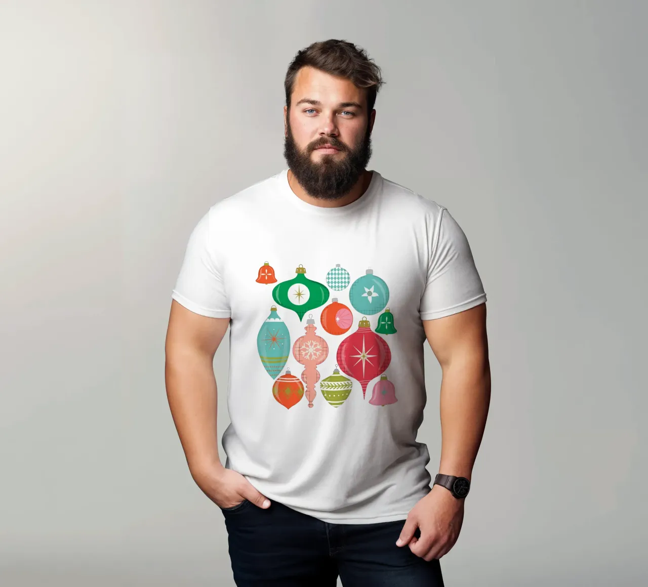 Retro Christmas Ornaments Pink t-shirt by susanacosta