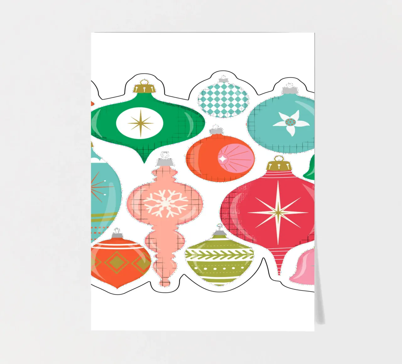 Retro Weihnachtsschmuck Rosa Stickerbogen von susanacosta