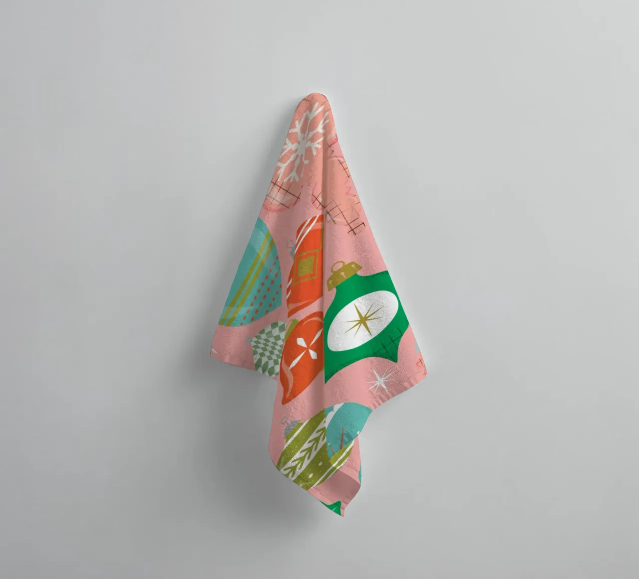 Retro Christmas Ornaments Pink towel by susanacosta