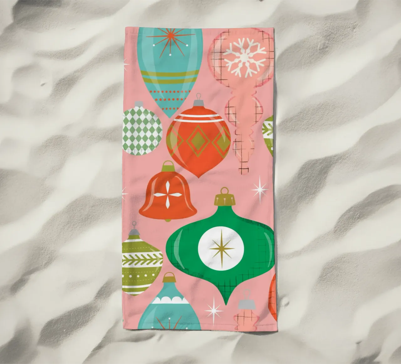 Ornamenti natalizi retrò rosa telo mare da susanacosta