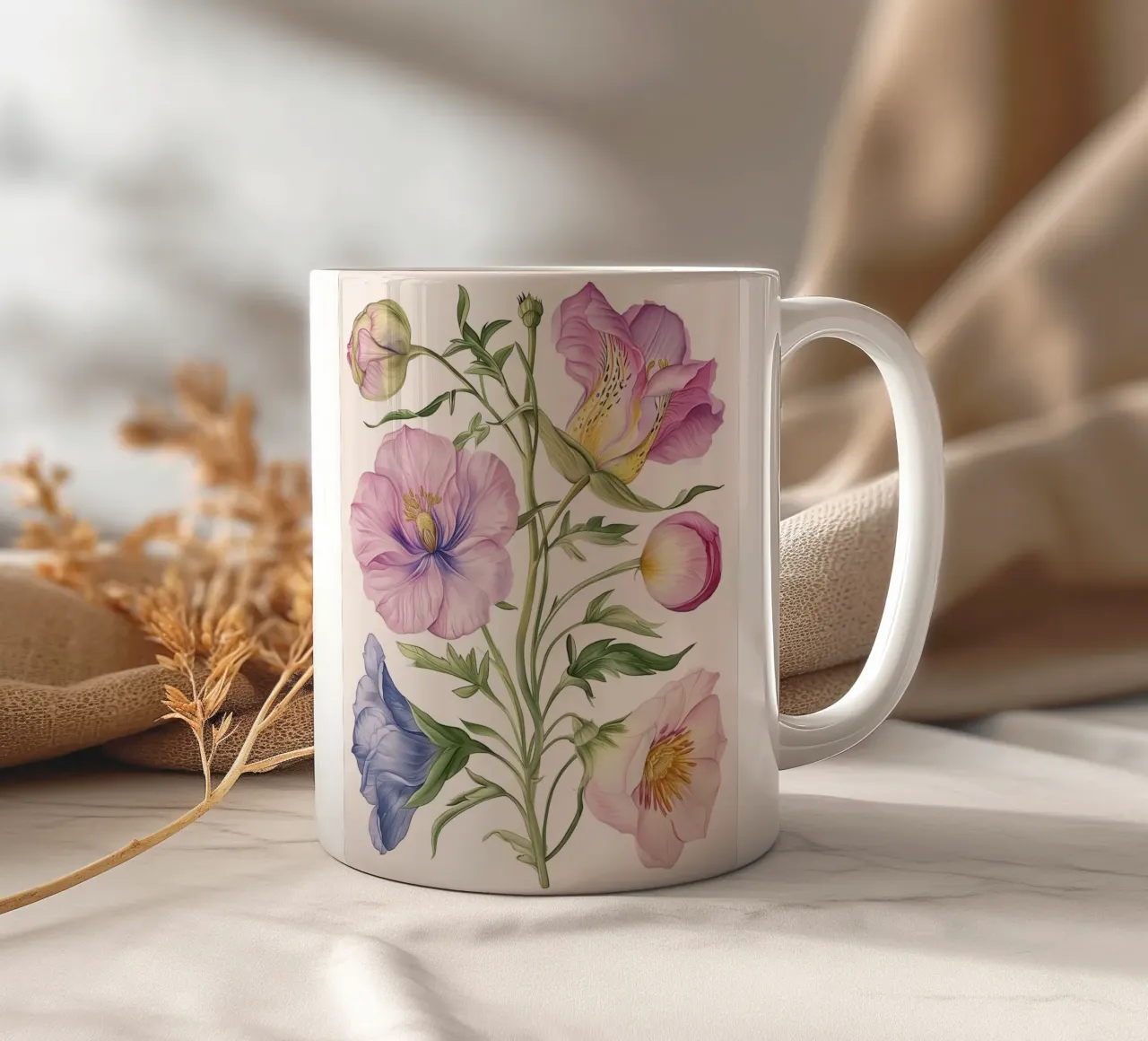 Vintage Botanical Spring Flower Retro Floral Cottagecore tazza in ceramica da Gentle Echoes Art