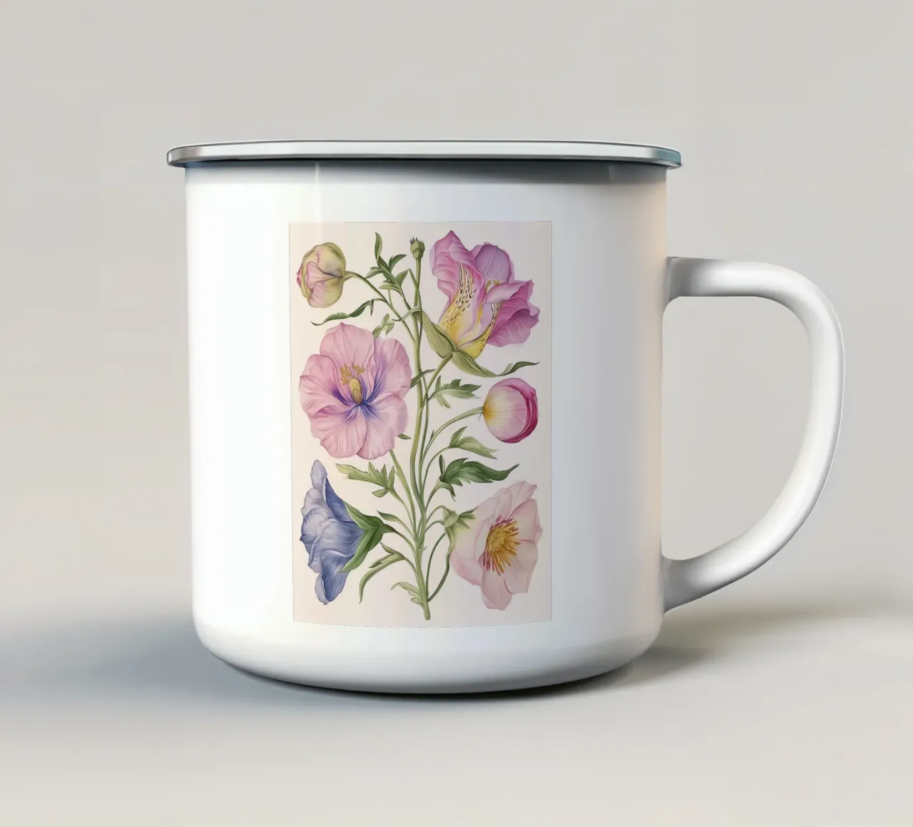 Vintage Botanical Spring Flower Retro Floral Cottagecore tazza in smalto da Gentle Echoes Art