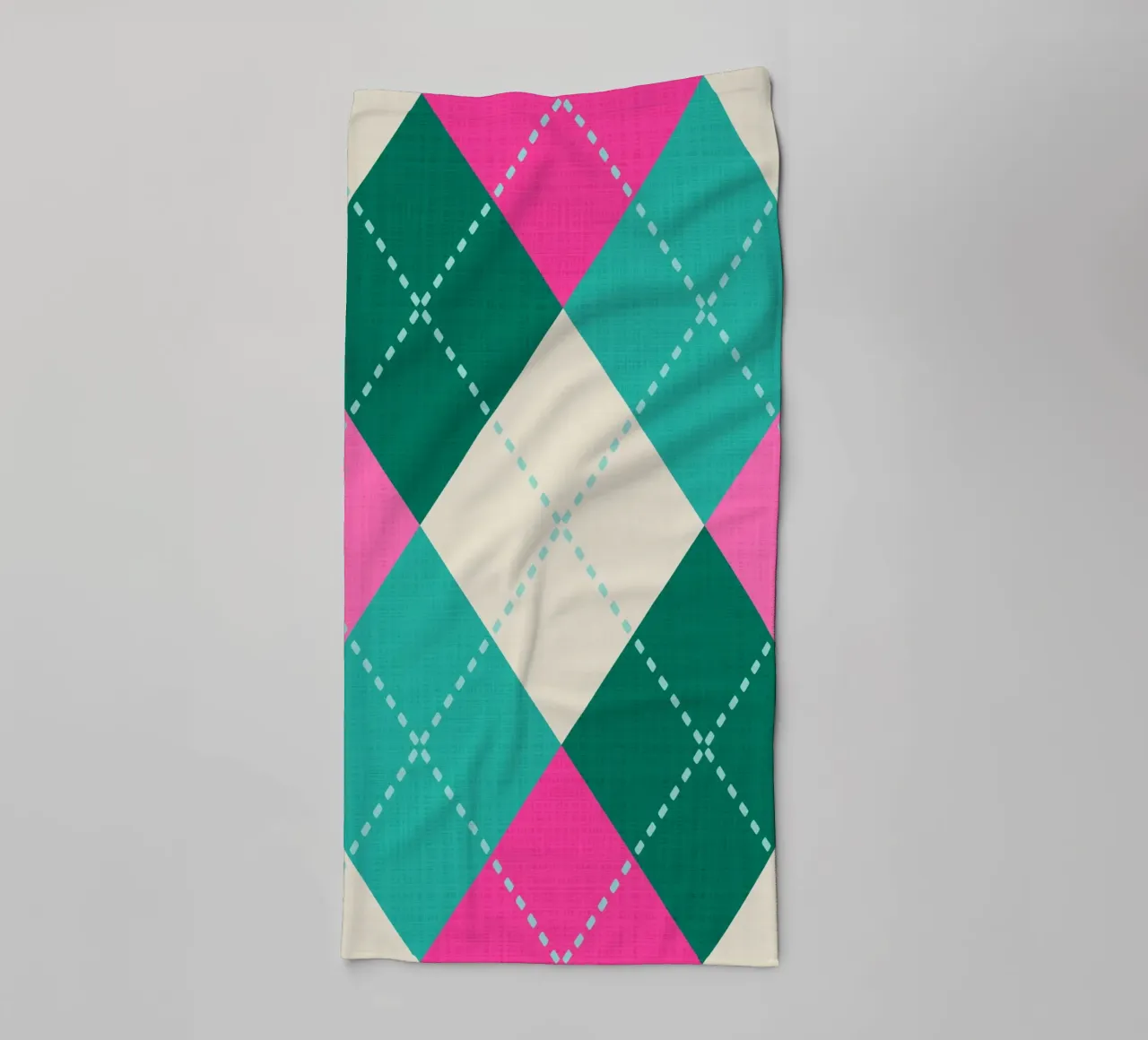 Retro Weihnachten gestrickt Argyle - Rosa Teal Rot Grün Handtuch von Dominique Vari Abstract