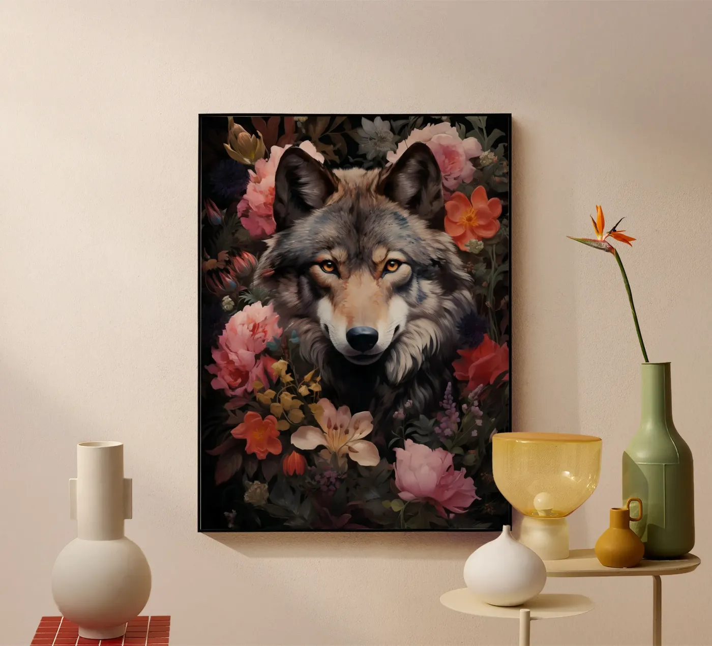 Wolf Flowers acrylic glass by Mateo