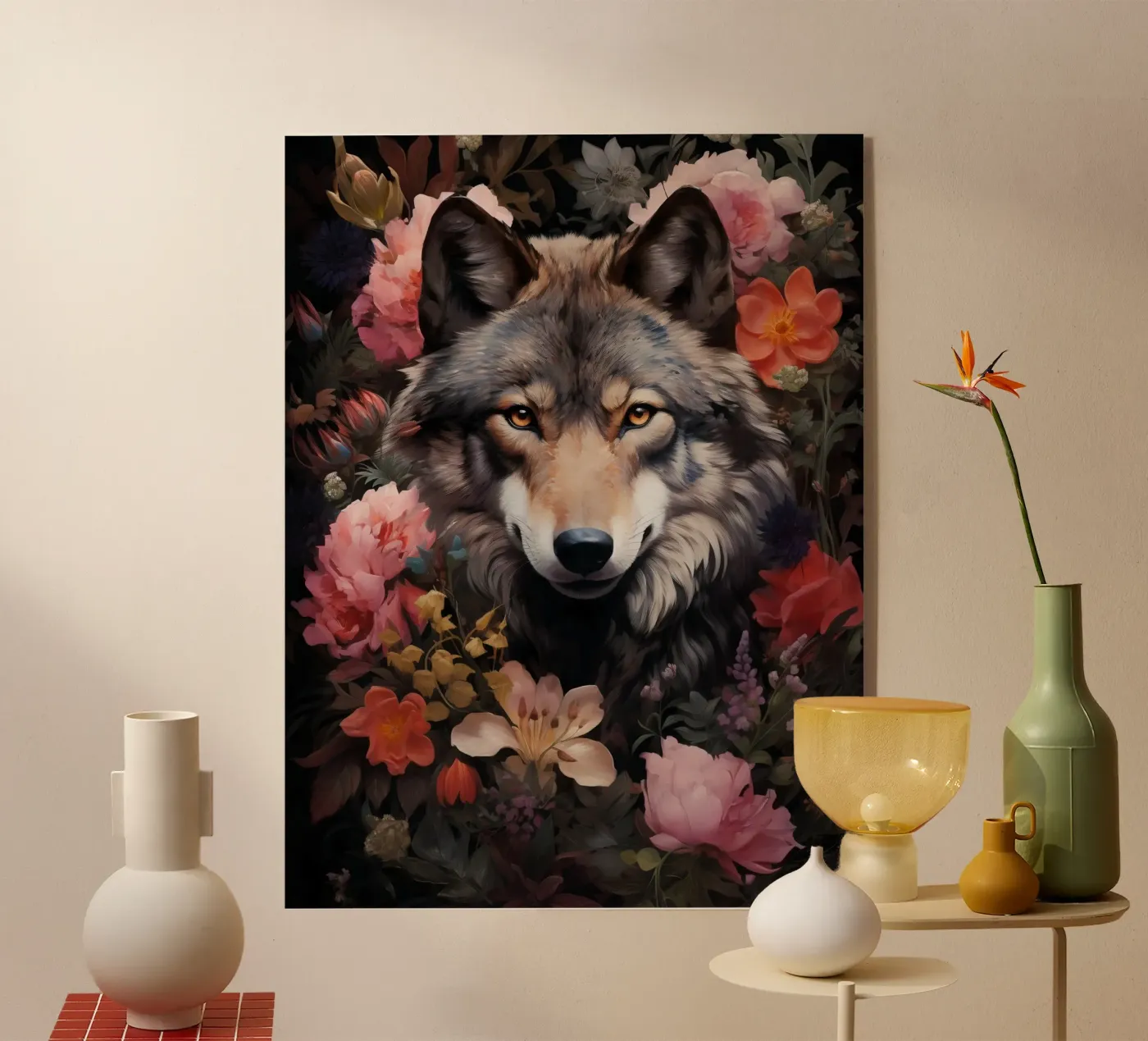Wolf Flowers acrylic glass by Mateo