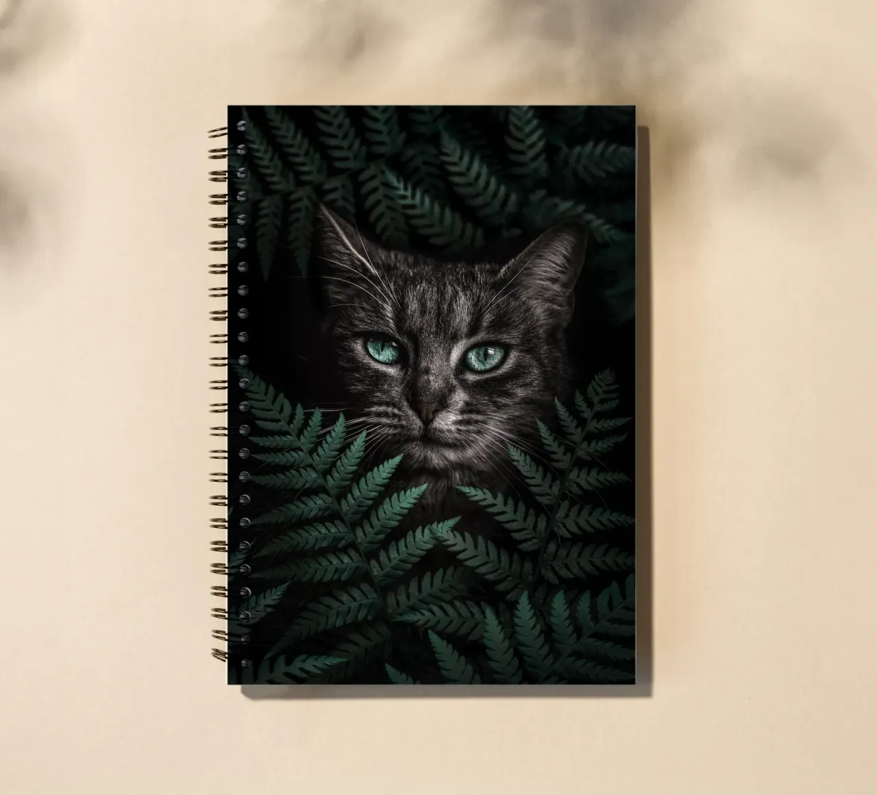 Green Eyes Cat With Ferns spiral notebook by arizrab