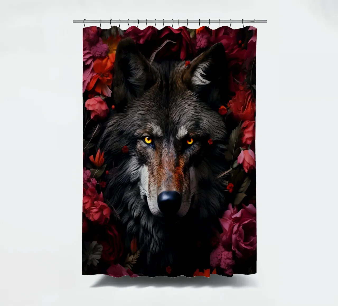 Wolf Flowers 2 tenda da doccia da Mateo