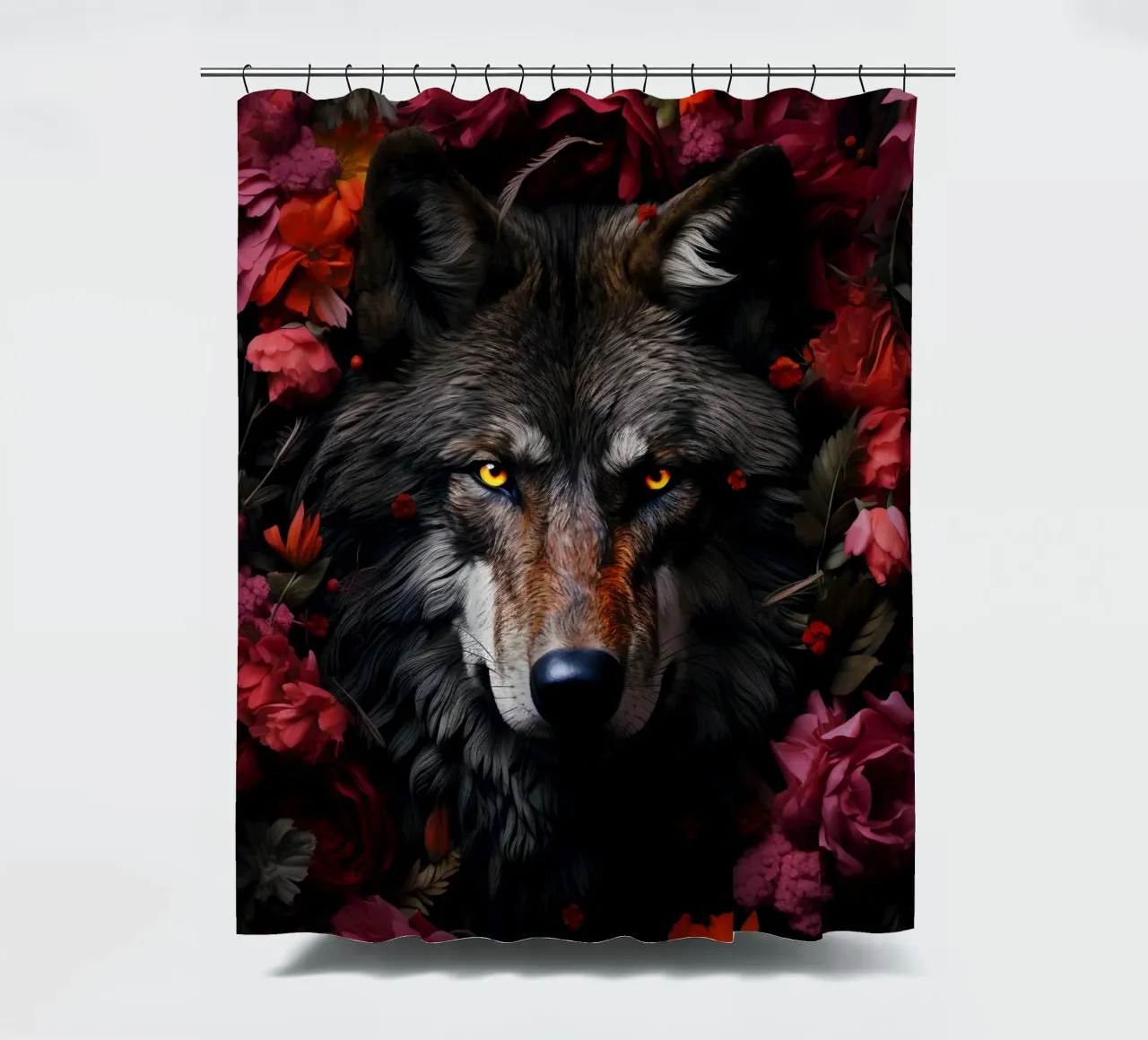 Wolf Flowers 2 tenda da doccia da Mateo