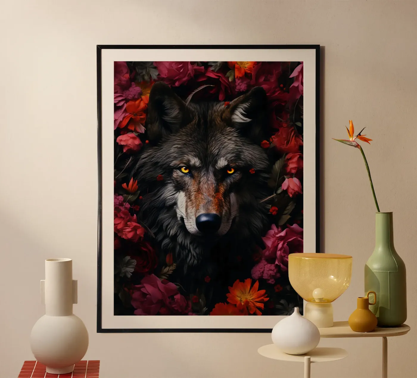 Wolf Flowers 2 poster by Mateo