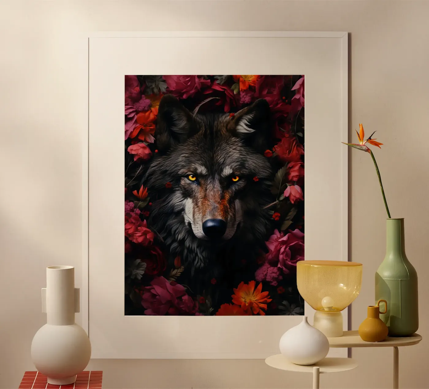 Wolf Flowers 2 poster by Mateo