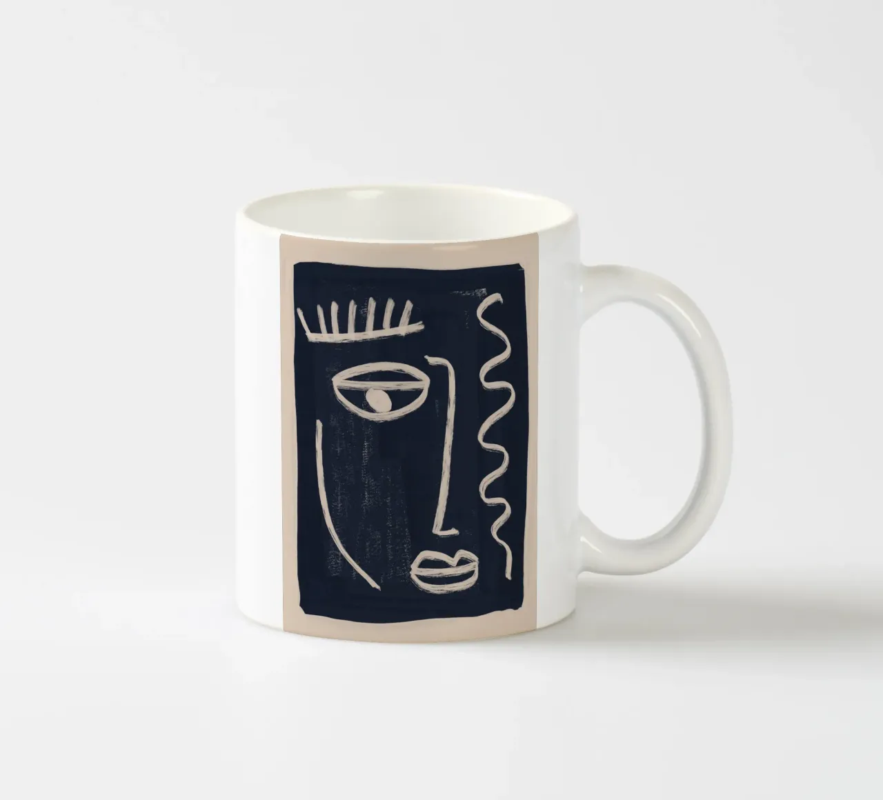 Abstract gezicht 23 keramische mok van ThingDesign