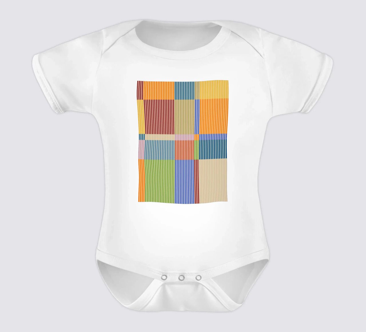 Linee colorate e lineari Bauhaus Patchwork Modello 1 body neonato maniche corte da Dominique Vari Abstract