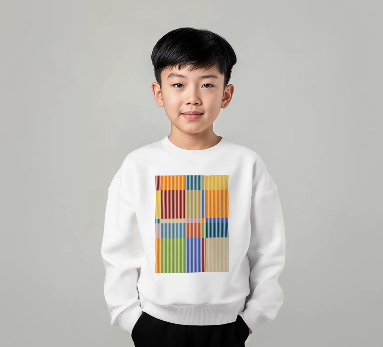 Linee colorate e lineari Bauhaus Patchwork Modello 1 felpa bambino da Dominique Vari Abstract